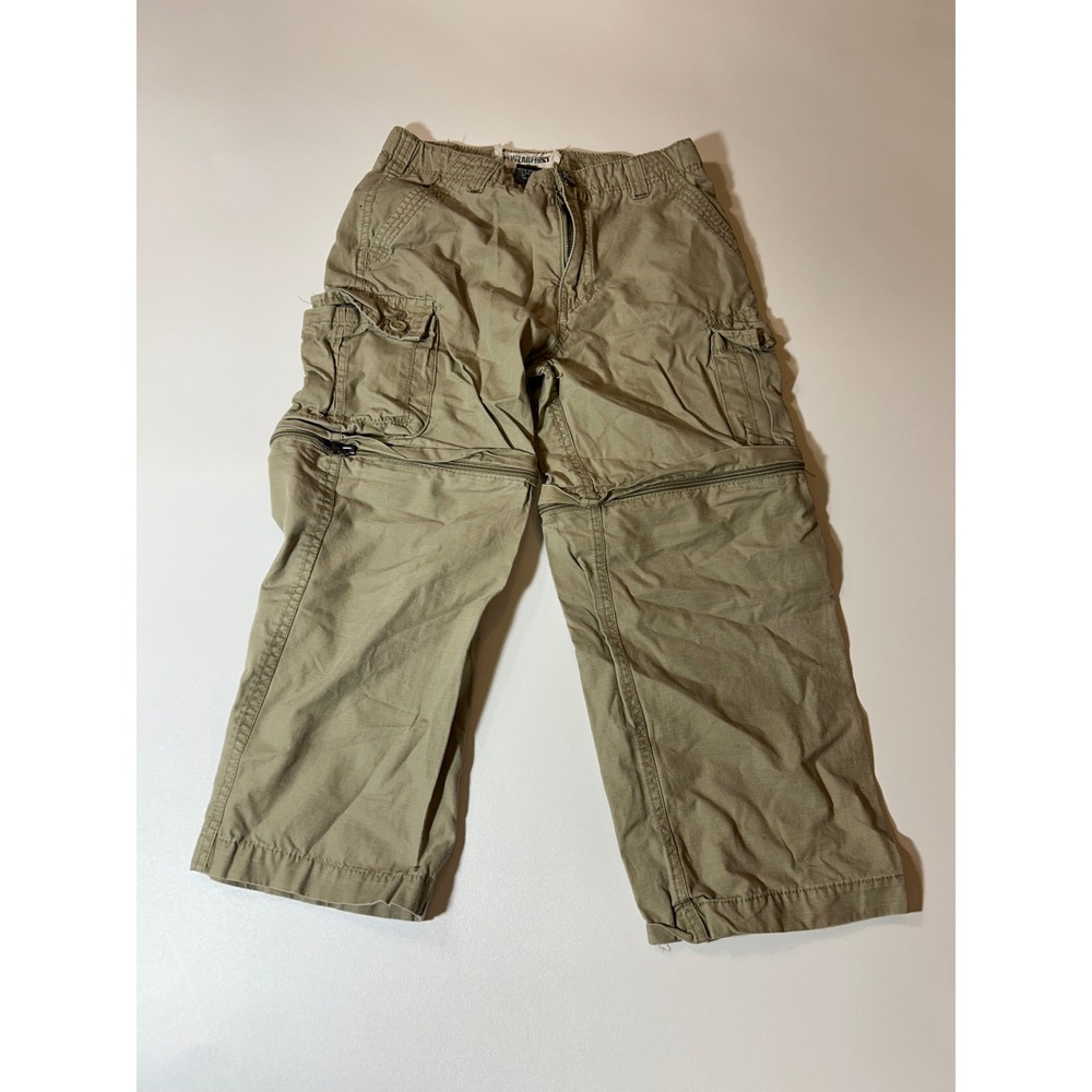 WearFirst Zip Off Cargo Pants Boys Size 7 Khaki Tan Excellent Convertible Hiking
